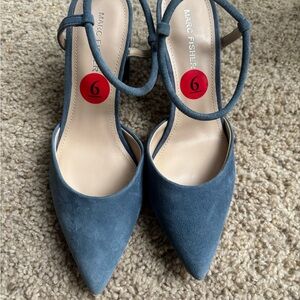Marc Fisher Blue Heeled Slingbacks